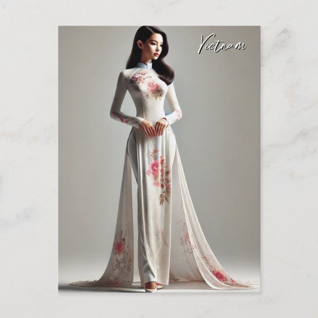 Postal Mujer vietnamita en Ao Dai (Anverso)