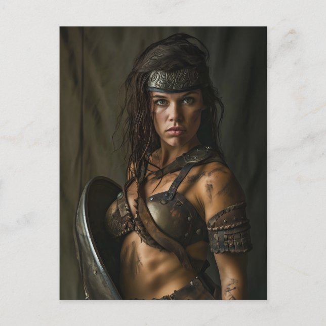 Postal Mujer Vikinga Canalizando la Vibra de la Amazonia (Anverso)