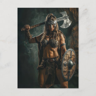 Postal Mujer Vikinga Fuerza y Elegancia