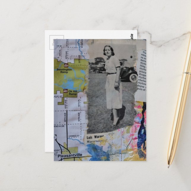 Postal Mujer Vintage Collage Pleasantville (Anverso/Reverso In Situ)