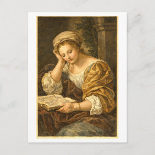 Postal Mujer Vintage Leyendo