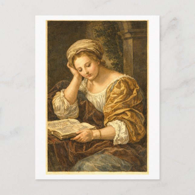 Postal Mujer Vintage Leyendo (Anverso)