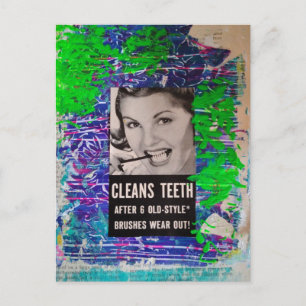Postal Mujer Vintage Limpia dientes Anuncio Vintage