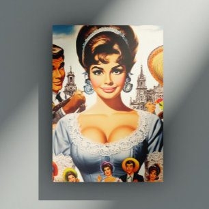 Postal Mujer Vintage Monada