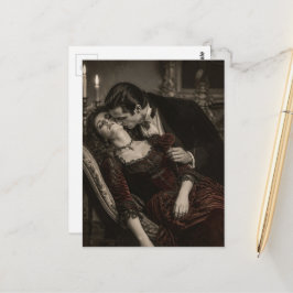 Postal Mujer Vintage y Vampiro enamorados
