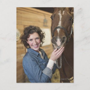 Postal Mujer y caballo