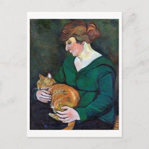 Postal Mujer y gato, Suzanne Valadon