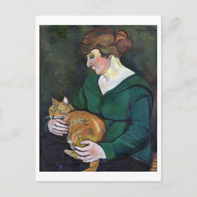 Postal Mujer y gato, Suzanne Valadon (Anverso)