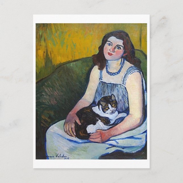 Postal Mujer y gato, Suzanne Valadon (Anverso)
