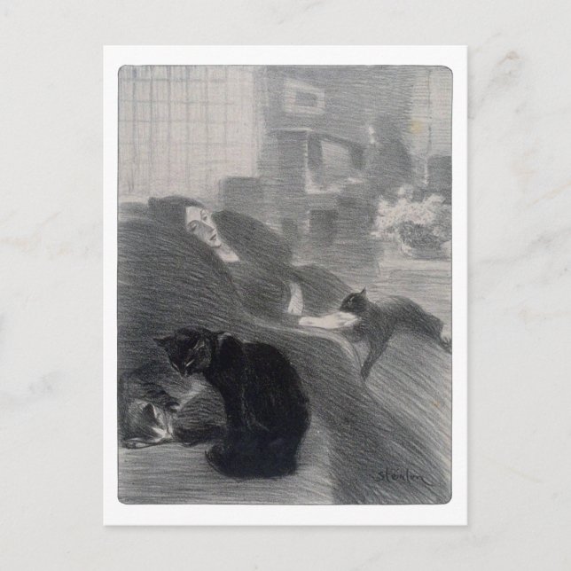 Postal Mujer y gatos, Alexandre Steinlen (Anverso)