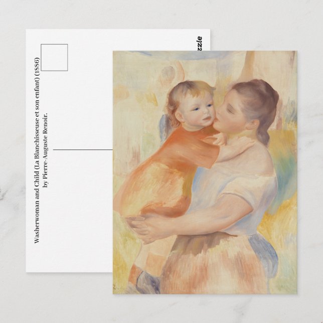 Postal Mujer y niño (1886) Pierre-Auguste Renoir (Anverso / Reverso)