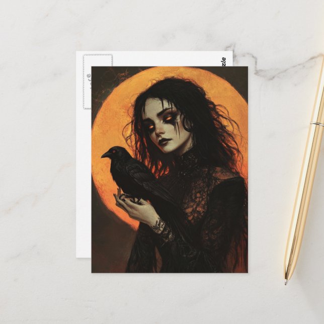 Postal Mujer y Terror de Cuervo (Anverso/Reverso In Situ)