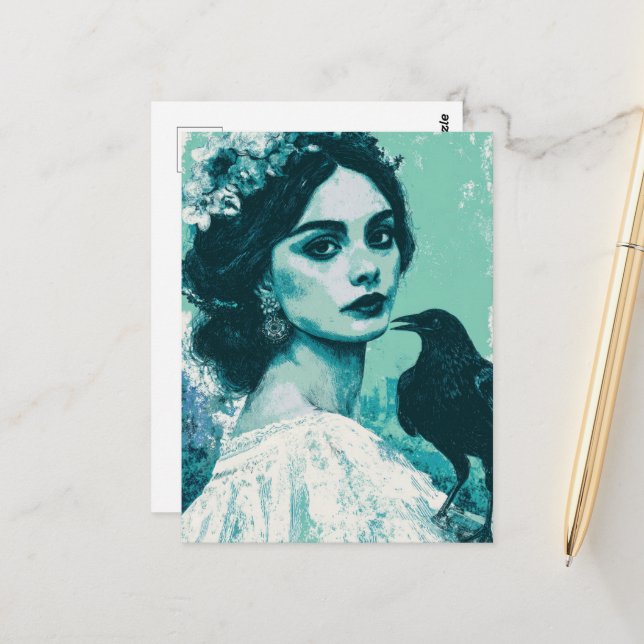 Postal Mujer y un raván (Anverso/Reverso In Situ)