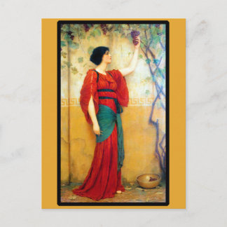 Postal Mujer y uva Art Deco