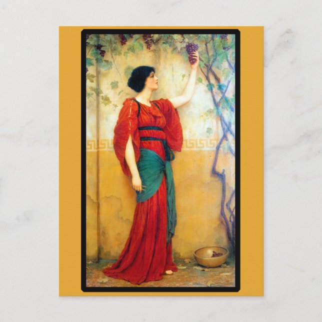 Postal Mujer y uva Art Deco (Anverso)