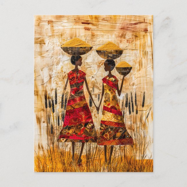 Postal Mujeres africanas con cestas de mijo (Anverso)