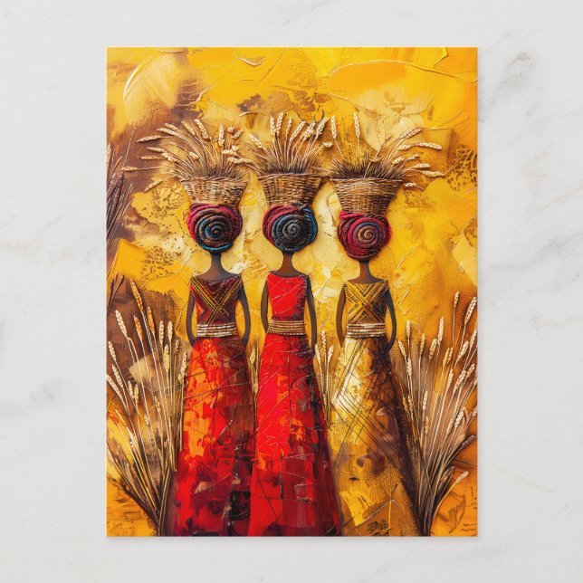 Postal Mujeres africanas cosechando grano (Anverso)