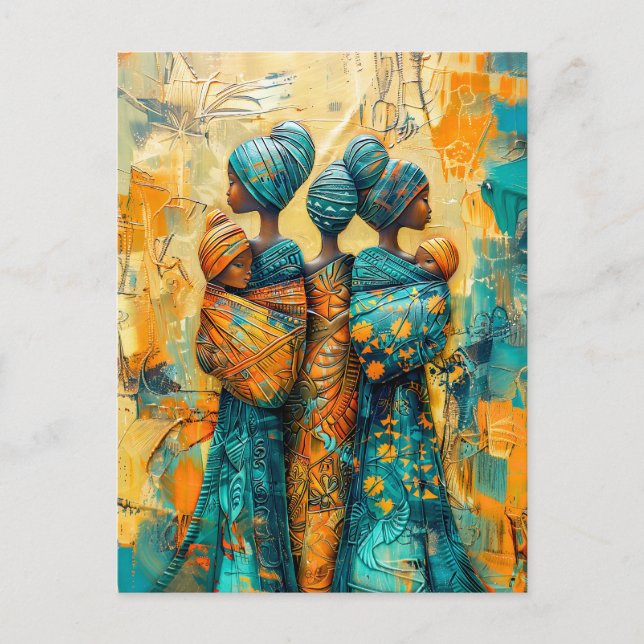 Postal Mujeres africanas que cuidan niños (Anverso)