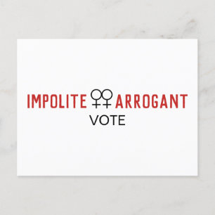 Postal Mujeres arrogantes descorteses votan a símbolo fem