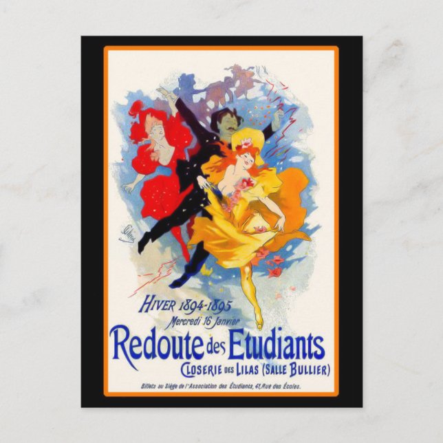 Postal Mujeres bailarinas de Art Nouveau (Anverso)