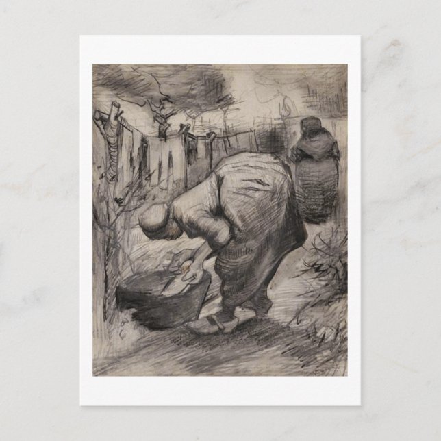 Postal Mujeres campesinas, lavadora y lavandería, Vincent (Anverso)