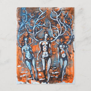 Postal Mujeres Con Antler Wings