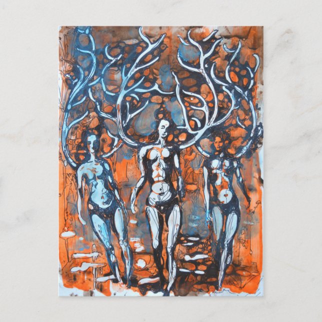 Postal Mujeres Con Antler Wings (Anverso)