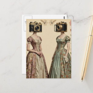 Postal Mujeres Con Cámaras Vintage Por Cabezas