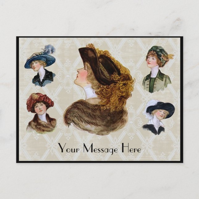 Postal Mujeres con Gorras de cosecha 1913 (Anverso)