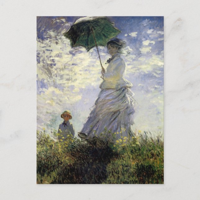 Postal Mujeres con Parasol ~ Madame Monet con su hijo (Anverso)