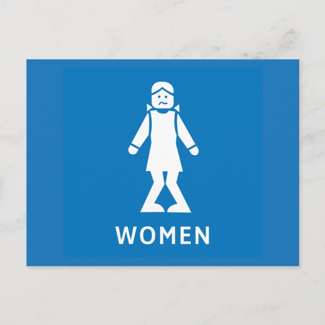 Postal Mujeres de baños públicos, Rótulo, California, EE. (Anverso)