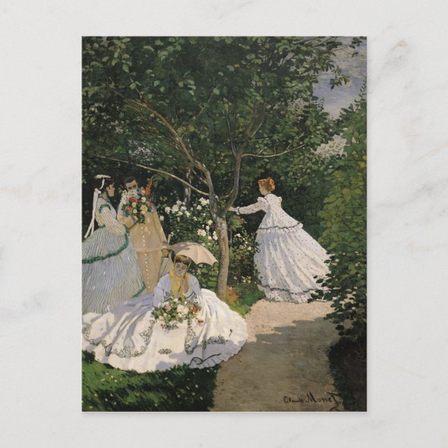 Postal Mujeres de Claude Monet el | en el jardín, 1866 (Anverso)