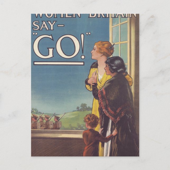 Postal Mujeres de Gran Bretaña dicen Poster de propaganda (Anverso)