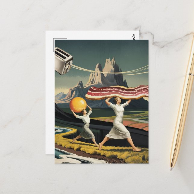 Postal Mujeres de Surreal Breakfast (Anverso/Reverso In Situ)