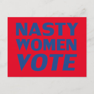 Postal "Mujeres desagradables votan" rojo azul