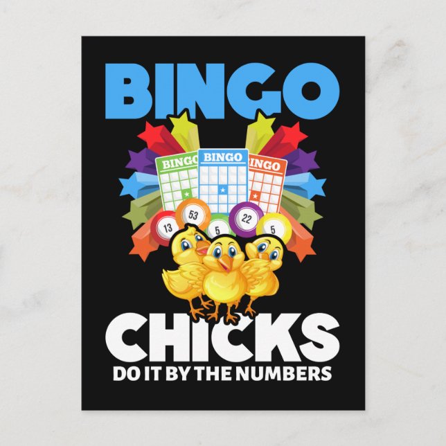 Postal Mujeres divertidas jugadoras de bingo chicas (Anverso)