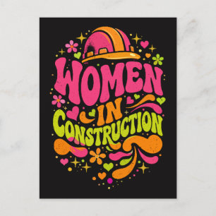 Postal Mujeres en la Construcción Empoderamiento Retro