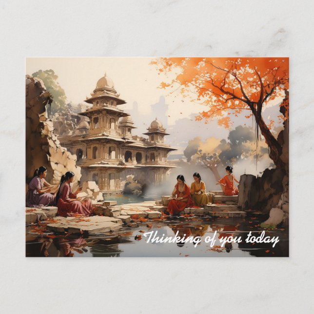 Postal Mujeres en la finca de verano de Raja (Anverso)