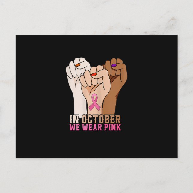 Postal Mujeres en octubre usamos cáncer de mama rosa (Anverso)