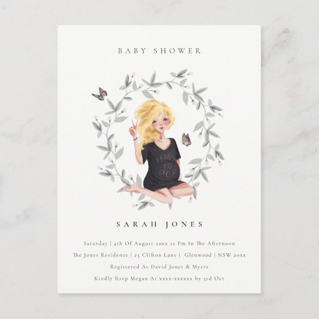 Postal Mujeres esperadas del presupuesto follan bebé show (Anverso)