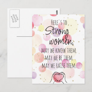 Postal Mujeres Fuertes Burbujas de Acuarela Motivacionale