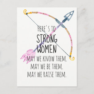 Postal Mujeres Fuertes Motivacionales Arco Flecha Boho Pl