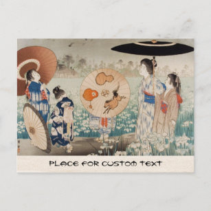 Postal Mujeres japonesas de la época del ukiyo-e con arte
