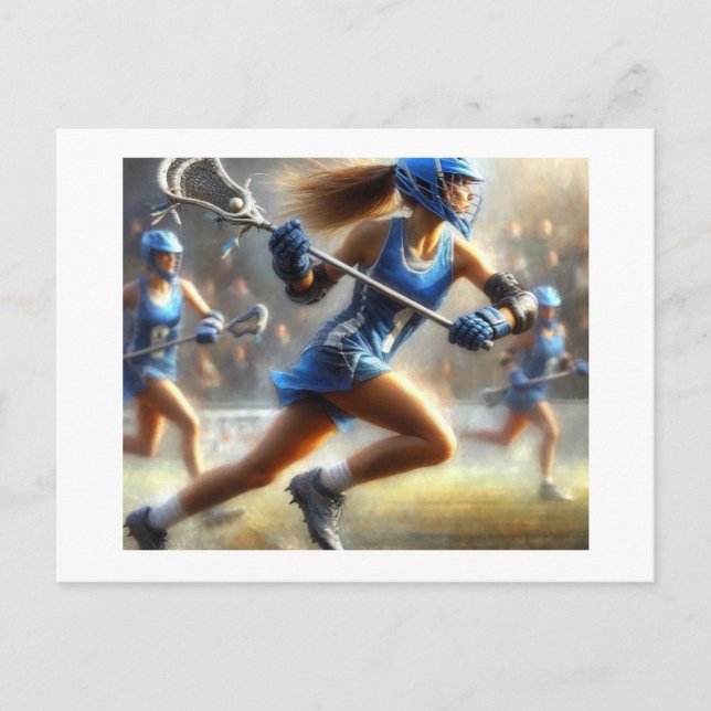 Postal Mujeres Jugando Lacrosse, (Anverso)