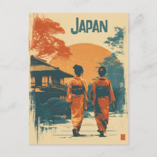 Postal Mujeres kimono vintage
