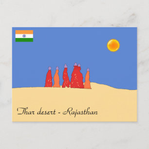 Postal Mujeres llevando agua en el desierto de Thar - Raj