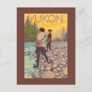 Postal Mujeres Pesca con mosca - Yukón, Alaska