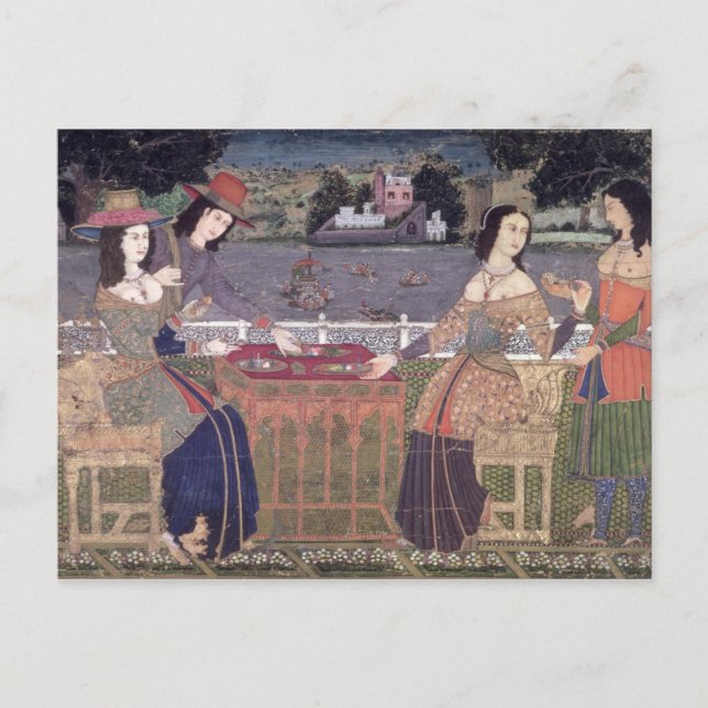 Postal Mujeres portuguesas comiendo, Goa (Anverso)