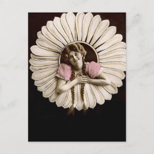 Postal Mujeres preciosas de la flor del vintage