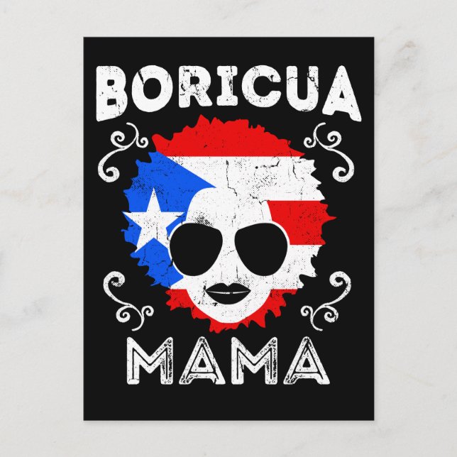 Postal Mujeres Puerto Rico Boricua Mama Flag Día de la Ma (Anverso)